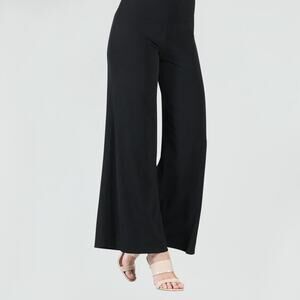 Clara Sun Woo Signature Palazzo Pants Womens M Black Wide Leg High Waist Stretch